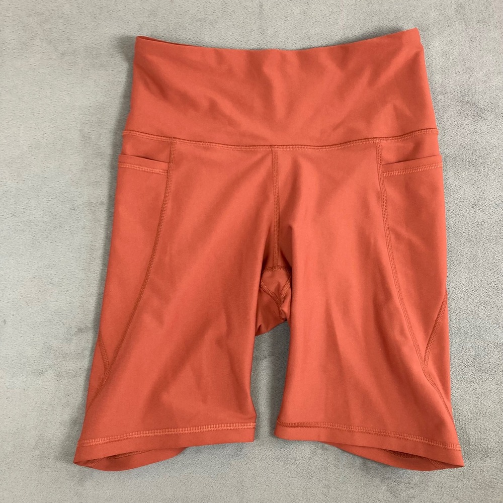 Old Navy Active Powersoft Bike Shorts Rust Orange Go-Dry Pockets Size M